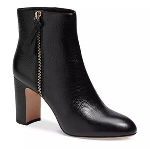 NIB Kate Spade Knott Zip Boot High Heel Ankle Bootie Size 6 Black Sheep Leather